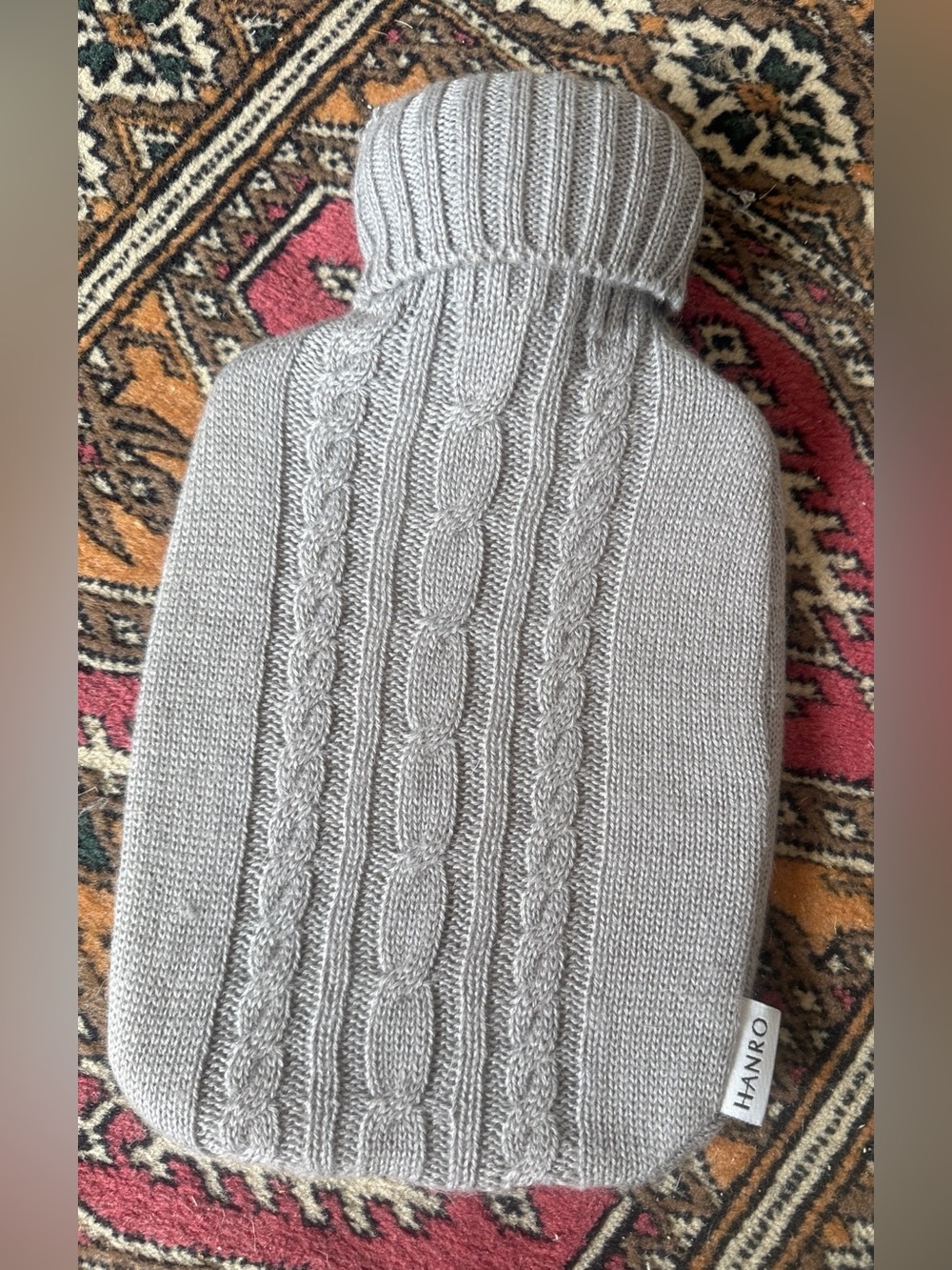 Hanro Gray Cable-Knit Turtleneck Hot Water Bottle Cover